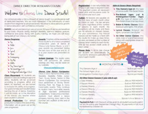 Chorus Line Dance Studio Brochure - Inside, designed by BasicallyRed