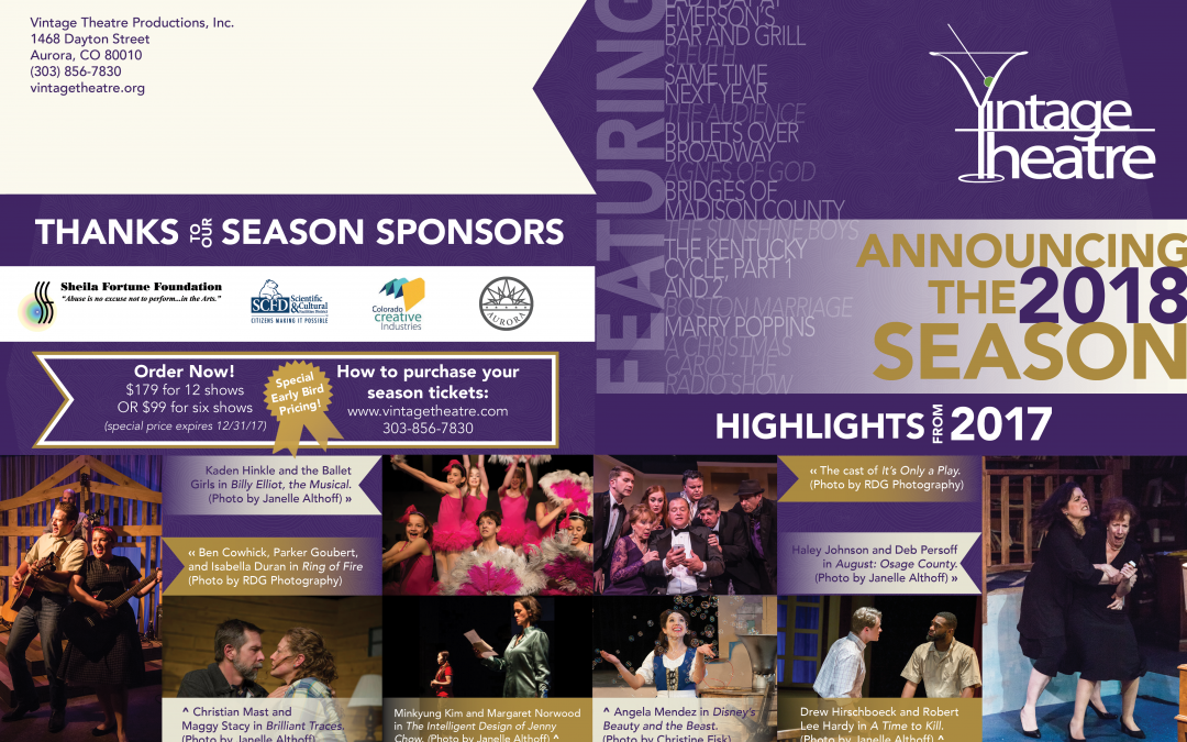 2018 Season Brochure for Vintage Theater